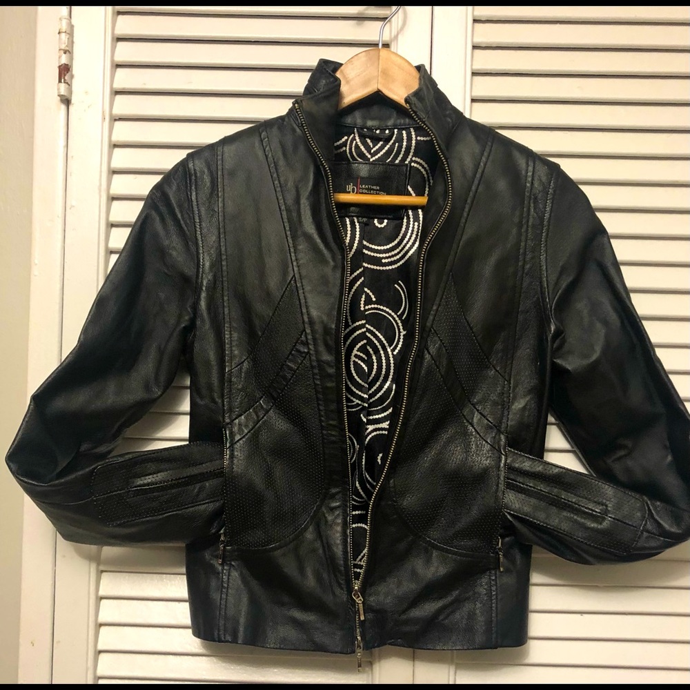 Genuine leather UB Collection jacket in pebbled leather.